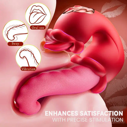 3-in-1 Rose Toy (Realistic Tongue, Nipple & Clit Stimulation)