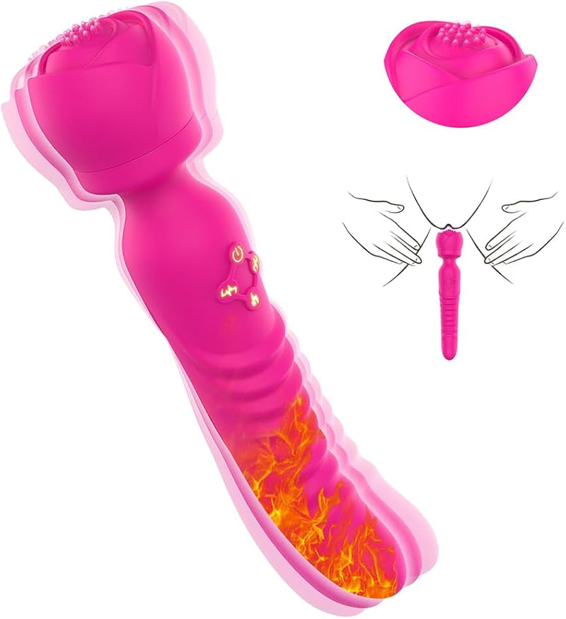 2-in-1 Rose Vibrator with Oral Suction & G-Spot Wand