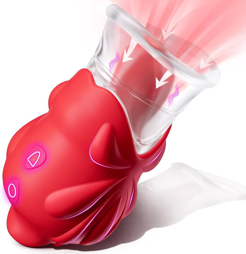 2-in-1 Tongue Licking Rose Vibrator (Clit & Nipple)