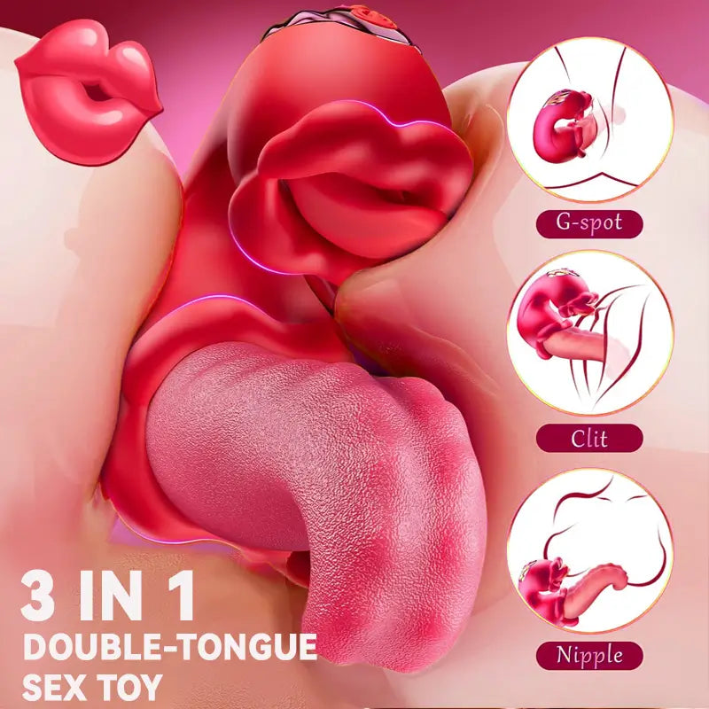 3-in-1 Rose Toy (Realistic Tongue, Nipple & Clit Stimulation)